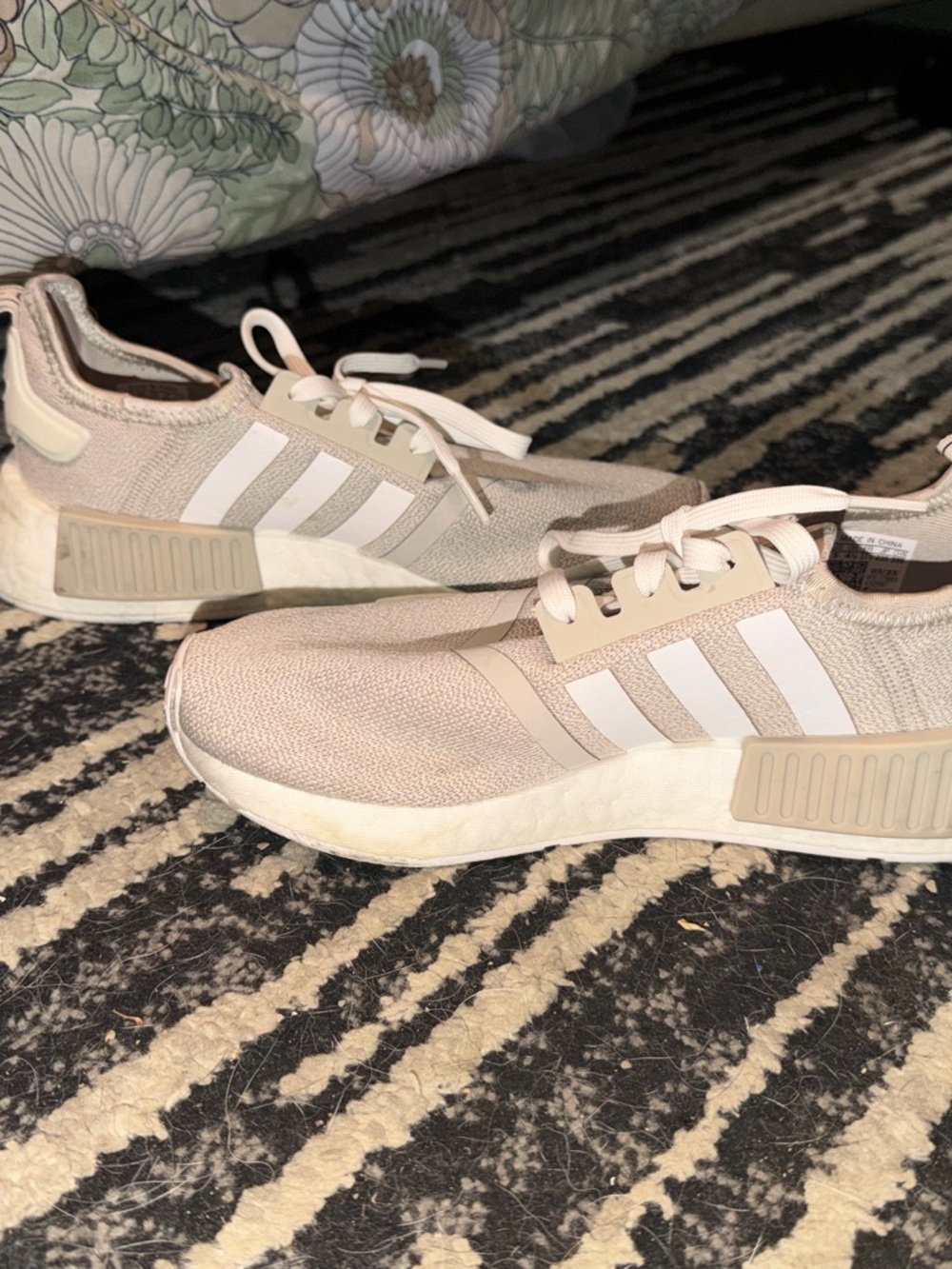 adidas Beige and White Knit Lifestyle Sneakers